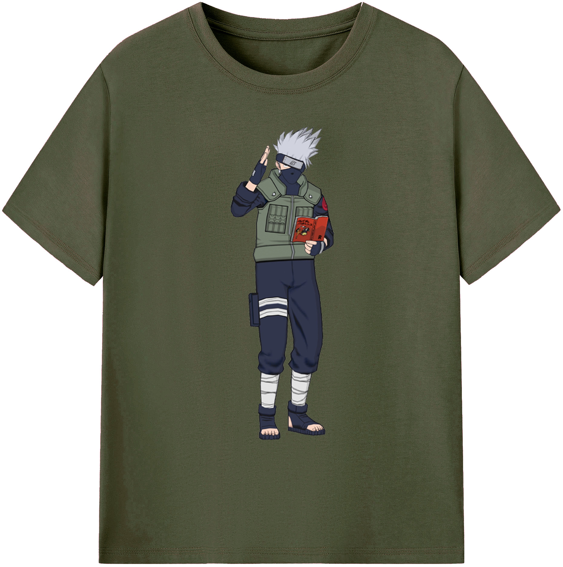 （画像用） NARUTO -ナルト- はたけ カカシ Hatake Kakashi 綿100％ メンズ半袖Tシャツ｜肌触りやわらか＆通気性